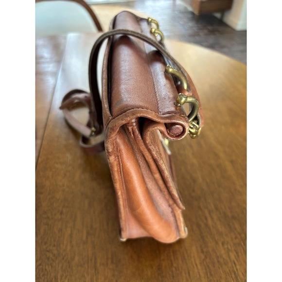 Vintage Coach Leather Turnlock Crossbody Bag Brown Saddle Flap - Picture 5 of 9